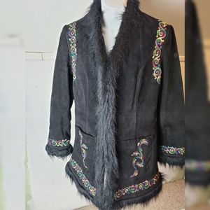 Steve Madden Embroidered Leather Jacket